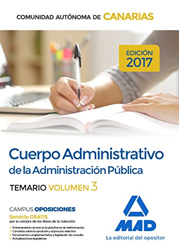 Descargar CUERPO ADMINISTRATIVO DE LA ADMINISTRACION PUBLICA DE LA COMUNIDAD AUTONOMA DE CANARIAS: TEMARIO (VOL  3)
