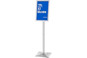 YIYO Sign Stand Poster Stand，adjustable heavy duty pedestal Sign Holder Floor，aluminium frame floor standing for display menu (Silver, A3)