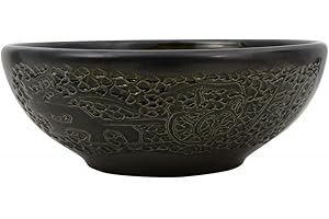 vidaXL Lavabo sobre Encimera Redondo, Lavamanos de Tocador, Lavabo de Fregadero, Lavamanos sobre Encimera para Baño Aseo, Cerámica Negro