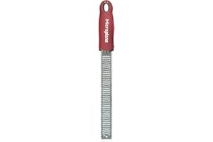 Microplane Râpe à zesteur en couleur Rouge Grenade pour agrumes, parmesan, gingembre, chocolat et noix de muscade avec lame fine - Fabriqué aux États-Unis