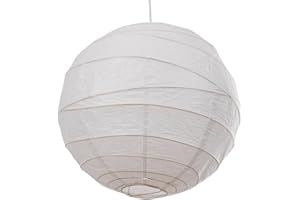 LOXTON LIGHTING Large 40cm Irregular Bamboo Lantern, Paper, White - Lampshades for Bedrooms, Living Rooms, Students, Weddings