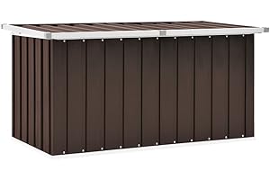 homiuse Coffre de Jardin Exterieur 129x67x65 cm Coffre de Rangement Coffre Rangement Coffre de Rangement Exterieur Abris de Jardin Malle Rangement Boîte de Rangement de Jardin Marron Acier
