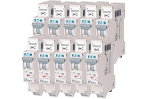 EATON 109130 PLGC4-C16/1N - DISJONCTEUR MODULAIRE PH/N - Blanc - MANETTE GRISE - 1P+N / 16 A - COURBE C - Raccordement direct sans vis - 10 disjoncteurs