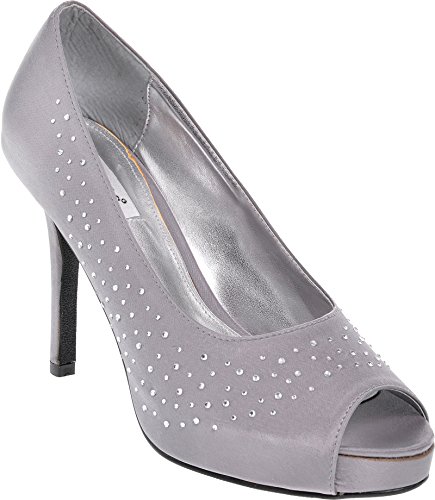 Ladies High Heel Platform Shoe with Encrusted Diamante Design.
