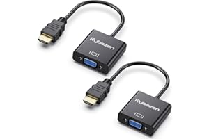 DIGITCONVERT Lot de 2 adaptateurs HDMI vers VGA, convertisseurs HDMI vers VGA plaqués or (mâle vers femelle), compatibles avec ordinateur, ordinateur portable, PC, moniteur, projecteur, HDTV, Chromebook, Raspberry