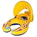 Produktbild Baby Schwimmsitz Schwimmhilfe Schlauchboot Schwimmreifen , Doppel schwimmring Schwimmhilfen Schwimmen Ring für Baby von 6 Monaten bis 3 Jahre und Mutter mit Sonnenschutz und Lenkrad (Gelb)