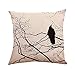 Produktbild MMLsure® Platz Print Kissenbezug, Leinen Karikatur Vogel Zweig Drucken Sofa Kissen Kissenhülle mit Verdecktem Reißverschluss aus Kord,45x45cm