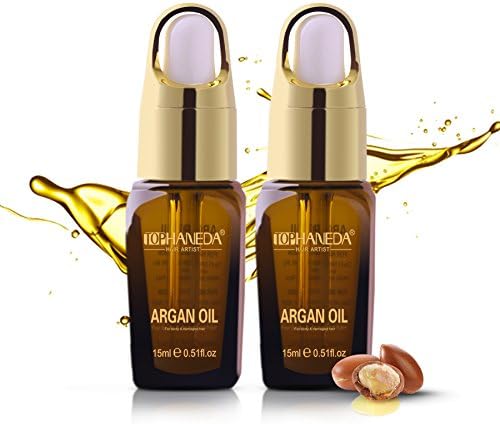 Moroccan Argan Oil Organic Pure Essential Oil Hair Treatment TOPHANEDA Anti-ageing Beauty Set Hair Oil Spary Dropper 15ml 0.51fl.oz 2 Pack