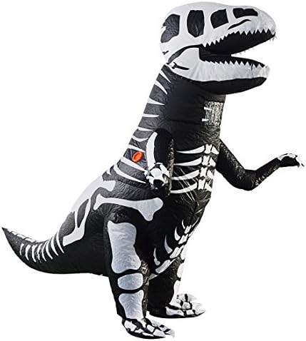 OISK Inflatable Dinosaur Skeleton T-Rex Costume Blow Up Walking Outfits - Adult Halloween Carnival Fancy Dress Suit -Battery Operated Fan (black)