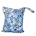 2-Zip Washable Baby Cloth Diaper Nappy Bag Monkey Heart Blue