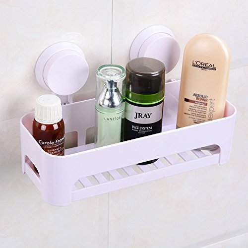 Cisixin Multifunktions Kunststoff Doppel Sucker Regal Organizer Dusche Regal für Bad WC Küche (Weiß) - 2