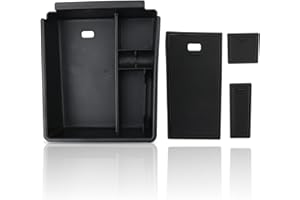 SKTU Mittelkonsole Aufbewahrungsbox kompatibel mit Hyundai Tucson NX4 2021 + Mittelarmlehne Ablagefach mit Rutschfester Unterlage (Schwarz)