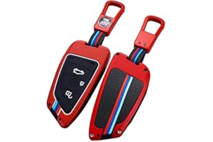 OTMIK Pokrowce na kluczyki samochodowe ze stopu cynku, pasują do BMW X1, X3, X4, X5, F15, X6, F16, G30, 7, serii G11, F48, F39, f30, 118i, 218i, 320i, akcesoria do breloczków (czerwone 3 przyciski)