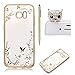 Produktbild SKYXD für Samsung Galaxy S7 Edge Hülle Glitzer [ Weiße Schmetterling Blume Muster mit Gold Überzug Farbig Rahmen ] Design für Mädchen Frauen Schutzhülle Weiche Dünn Klar Strass Silikon Handy Tasche Etui + Handyanhänger + Eingabestifte für Samsung Galaxy S7 Edge Case Plating Bumper Crystal Clear BackCover