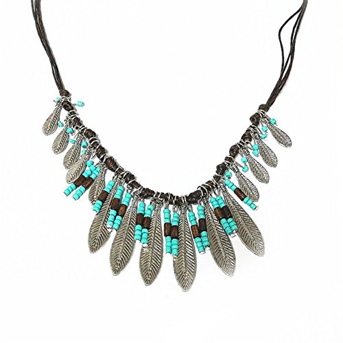 Hosaire 1 Stück Halskette Vintage schmuck Kreativ türkis Quaste Anhänger Necklace Kette