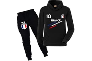 Xpialong Jogging Survêtement De Football France 2 étoiles Enfant Sweat à Capuche Avec Poche