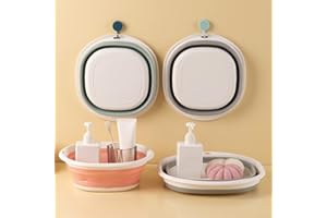 QOXEZY Bacinella pieghevole, bacinella pieghevole, multiuso, portatile, da viaggio, per escursioni, campeggio, roulotte e camper (bianco + grigio, L), Y89QO0755675EHX071439N6K52C