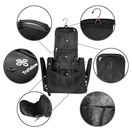 Geräumiger Premium Kulturbeutel zum Aufhängen | Große Reise-Kulturtasche für Frauen & Männer | Wasserresistente Waschtasche mit vielen Fächern | XXL-Kosmetiktasche mit Henkel - 2