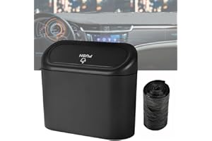 AIMISITE Auto Mülleimer, Mini Auto Mülleimer Push-On Hanging Portable Auto Mülleimer mit 2 Auto Haken und Einweg-Müllsäcke für Auto Autos, Haus, Büro (Black)