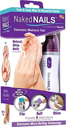 Naked Nails Electronic Manicure File Buff Shine Tool 360 Spining Action