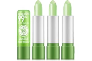 Pakivs 3 pz Aloe Vera Rossetto che Cambia Colore,Balsamo Labbra Idratante Nutriente a Lunga Durata Magic Temperatura Cambia Rossetto