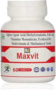 HD ESSENTIAL SERIES MAXVIT DAILY MULTIVITAMIN FORMULA WITH MULTIMINERALS,ANTIDOXINTS,VITAMIN A, C, B1, B B12, A, E AND,C FOR STRONG IMMUNITY, VEGETARIAN 60 TABLETS BOTTLE