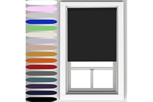 CAECUS Black Blackout Roller Blind Metal Fittings Trimmable UV Protection Thermal Properties Premium Fabric Home Office Bedroom Kids Room Child Safe Easy Fit 240cm Width x 160cm Drop