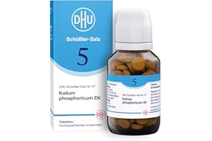 ‎DHU DHU Schüßler-Salz Nr. 5 Kalium phosphoricum D6 – Das Mineralsalz der Nerven und Psyche – das Original – umweltfreundlich im Arzneiglas, 200 St. Tabletten