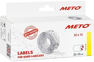 Original Meto prislappsetiketter (22x12 mm, 1 rad, 6 000 stycken, vita, permanenta, prisetiketter för Meto, Contact, Sato, Avery, Tovel, Samark etc.)