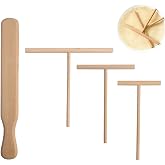 Set of Spatula and Spreaders for Crepes 4 Pieces in Natural Wood (Spreaders of 18", 13", 9" and Spatula of 30cm) - Practical