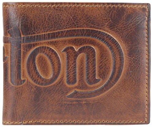 Price comparison product image Tan Debossed Logo Leather Bifold Wallet by Norton