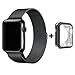 Produktbild Für Apple Watch Armband 38mm, VIKATech Silikon Schutzhülle + Milanese Schlaufe Edelstahl Smart Watch Armbänder mit einzigartiger Magnetverriegelung ohne Schnalle für Apple Watch Armband 38mm Series 1 / 2, Sport, Edition, Nike+, Schwarz