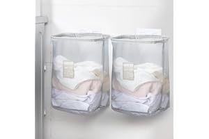 LEcylankEr Cesto Biancheria Sporca da 2 Pezzi Pieghevole,Cesto Portabiancheria per Montaggio a Parete Con Cesto Portaoggetti Rimovibile,Cestino per Giochi 38 × 17 × 26 CM (grigio)