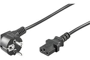 Goobay 68604 IEC-kabel 1,5 m/C13 IEC-uttag & 90 graders skyddskontakt vinkelkontakt/universell PC skärm PC strömkabel C13 strömkabel/svart/1,5 m