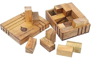 SIAMMANDALAY Wooden Puzzle Challenge Box – Handmade Brain Teaser for Adults & Teens | Premium Acacia Wood Puzzle Game | Unique Gift Idea & Desk Toy | Stacking Spacial Problem Game STEM