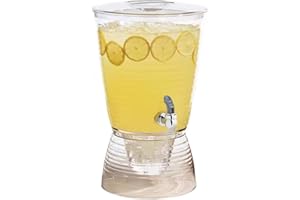 BLOGIIUP Dispensateur de boissons, distributeur de boissons 10L avec support, distributeur de boissons en verre avec robinet, contenant d'eau à jus pour les fêtes de cuisine à domicile