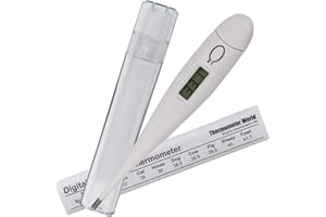 THERMOMETER WORLD Pet Thermometer for Animal Owners of Dogs Cats Horses Vets Fixed Head Digital Temperature Probe Includes Veterinary Hobdays Chart