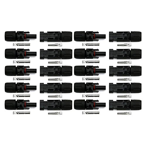 MagiDeal 20 pcs MC4 Male Female M/F Cable Connector Solar Panel 30A Wire Adaptors
