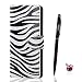Produktbild Huawei Honor 6X Hülle, Huawei Honor 6X Schutzhülle Leder Hülle, Alfort 3 in 1 Flip Wallet Fashion Design Dual Use Falten Premium PU Leder Tasche Case Cover Folio Mappen Kasten Abdeckung für Huawei Honor 6X 5.5" Smartphone Funktion Unterstützte Telefone mit Zebra Linien ( Weiß ) + Netter Staub Stecker + Alfort Schwarz Stylus Pen