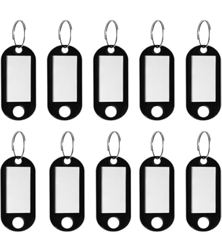 40 Targhette Portachiavi Scrivibili In Plastica - 8 Colori Per Organizzare Chiavi, Zaini, Valigie - Foto 3