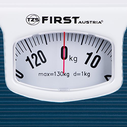 TZS First Austria – Mechanische Personenwaage blau bis 130 kg, Analoge Personen-Waage, Senioren Personenwaage Retro - 2