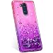 Produktbild Jinghuash Kompatibel mit LG X Power 3 Hülle,3D Liquid Glitzer Sequins Sparkle Schutzhülle mit Bling Glänzend Diamant Strass Dünn Weiche TPU Silikon Handyhülle für LG X Power 3-Rosa lila