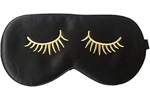 TOWNSSILK Antifaz para dormir de seda con correa ajustable, cómodo y supersuave (negro estampado)5