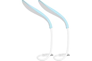 Homcoice Lámpara de Lectura USB (2pcs Azul) con cuello de cisne flexible, Plug & Play Luz USB portátil LED luz suave Luz LED para el cuidado de los ojos