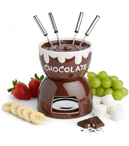 Keramik Fondue Set - 3 Becher Mit Gabeln Für Schokolade & Käse