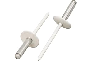 SKIR'CO (10 uds) Remaches ciegos de aluminio con brida grande 4,8 x 18 mm, Mandril de acero inoxidable, RAL 9010 Blanco puro