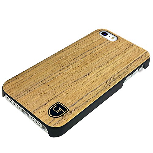UTECTION Funda Cover de Madera para iPhone SE / 5S / 5-100% Eco Madera Genuina - Ultra Delgada - Ajuste Wood-Case Abachi