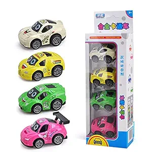 FidgetGear Children Alloy Vehicle Toys Pull-Back Toys Q Version Car Model Boys Gifts Cartoon Alloy car (4 Sets Without Road Signs) A