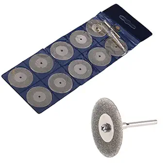 KROST TC667 10PCS DIAMOND BLADE SET Aluminium 22 mm Mini Diamond Saw Blade with Connecting Shank for Dremel Drill Bit Rotary Tool (Silver, 12 Piece)