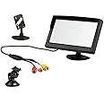 BW 5 Inch TFT-LCD Security Digital Car Monitor Car View Monitor with Two Brackets and Two Video Input, High -resolution Picture & Full Color LCD Backlight Display For Car Rear View Cameras/Car DVD/VCD/GPS/other Video Equipment